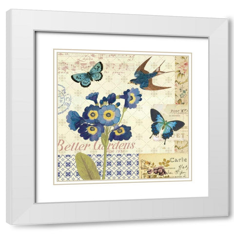 Blue Notes IV White Modern Wood Framed Art Print with Double Matting by Pela