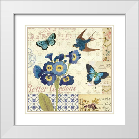 Blue Notes IV White Modern Wood Framed Art Print with Double Matting by Pela