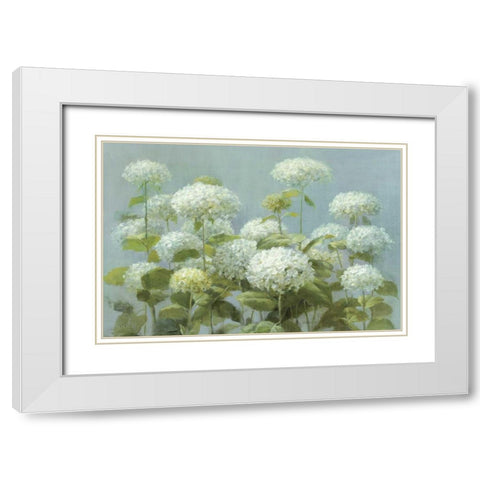 White Hydrangea Garden White Modern Wood Framed Art Print with Double Matting by Nai, Danhui