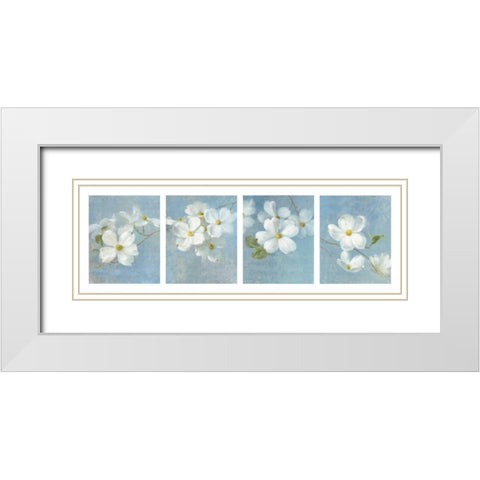 Blossom Panel White Modern Wood Framed Art Print with Double Matting by Nai, Danhui