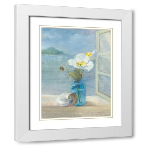 Coastal Florals II White Modern Wood Framed Art Print with Double Matting by Nai, Danhui