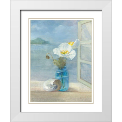 Coastal Florals II White Modern Wood Framed Art Print with Double Matting by Nai, Danhui