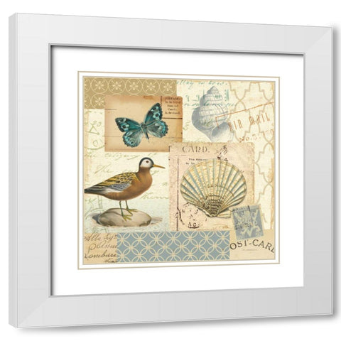 Coastal Collage I White Modern Wood Framed Art Print with Double Matting by Pela