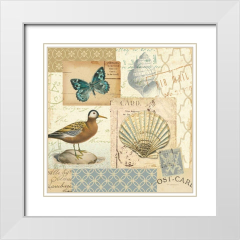 Coastal Collage I White Modern Wood Framed Art Print with Double Matting by Pela