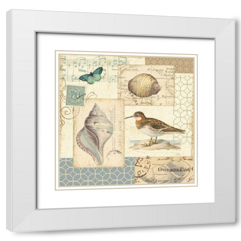 Coastal Collage II White Modern Wood Framed Art Print with Double Matting by Pela