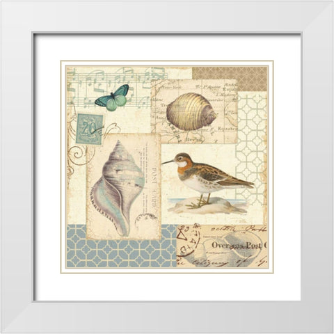 Coastal Collage II White Modern Wood Framed Art Print with Double Matting by Pela