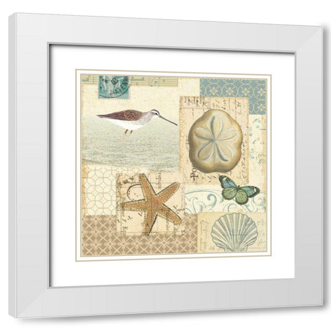 Coastal Collage III White Modern Wood Framed Art Print with Double Matting by Pela