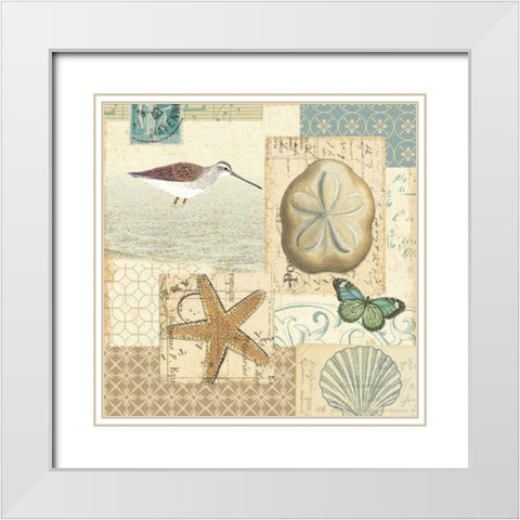 Coastal Collage III White Modern Wood Framed Art Print with Double Matting by Pela