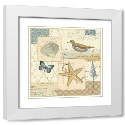 Coastal Collage IV White Modern Wood Framed Art Print with Double Matting by Pela