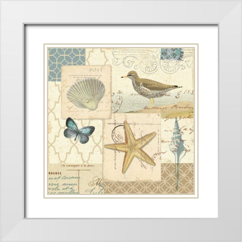 Coastal Collage IV White Modern Wood Framed Art Print with Double Matting by Pela