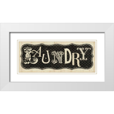 Room Signs I - Laundry White Modern Wood Framed Art Print with Double Matting by Pela Studio