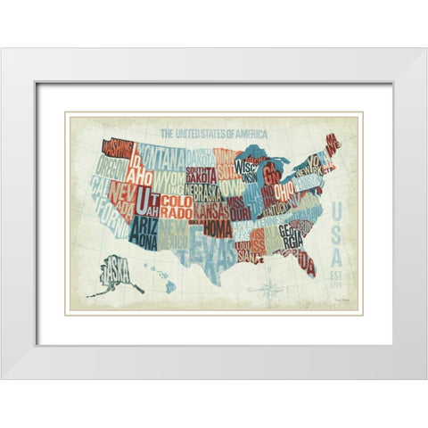 USA Modern Blue White Modern Wood Framed Art Print with Double Matting by Mullan, Michael