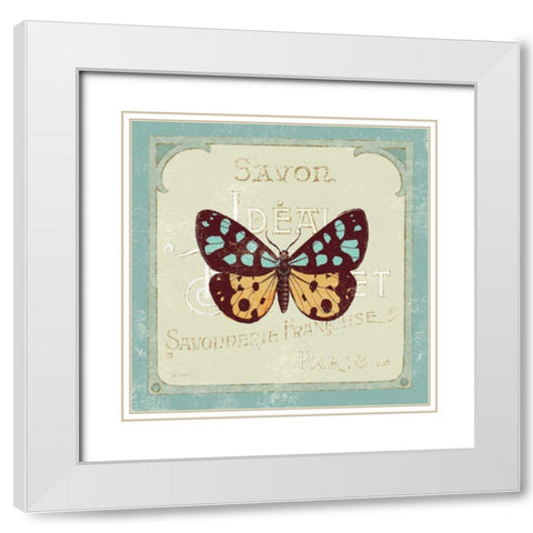 Parisian Butterfly I White Modern Wood Framed Art Print with Double Matting by Schlabach, Sue