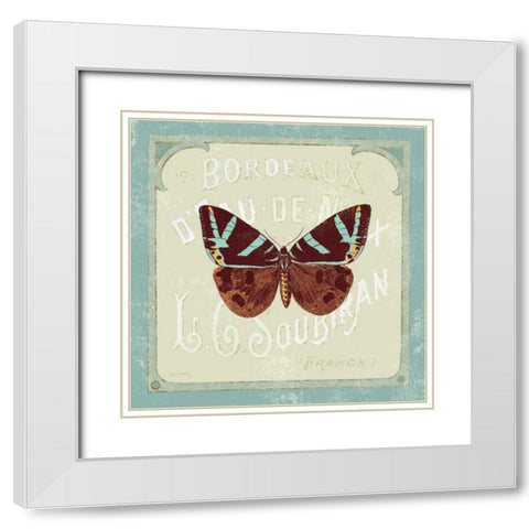 Parisian Butterfly II White Modern Wood Framed Art Print with Double Matting by Schlabach, Sue
