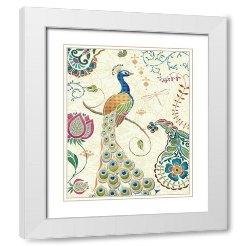 Peacock Fantasy II White Modern Wood Framed Art Print with Double Matting by Brissonnet, Daphne