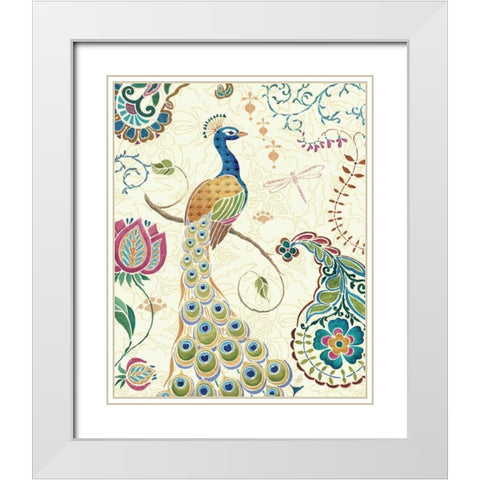 Peacock Fantasy II White Modern Wood Framed Art Print with Double Matting by Brissonnet, Daphne