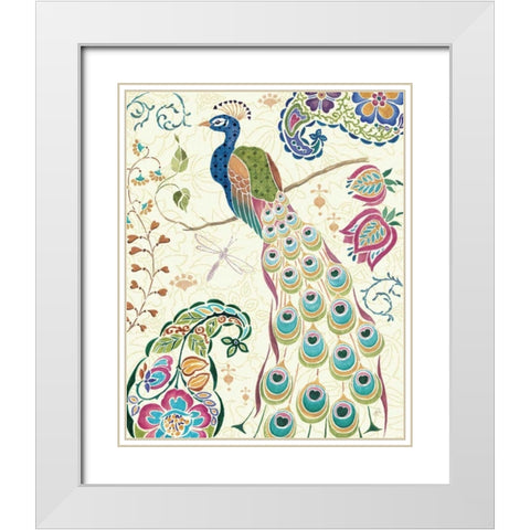 Peacock Fantasy III White Modern Wood Framed Art Print with Double Matting by Brissonnet, Daphne