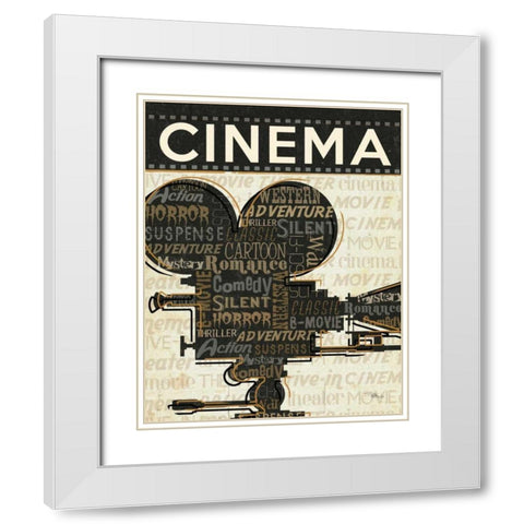Cinema I White Modern Wood Framed Art Print with Double Matting by Pela Studio