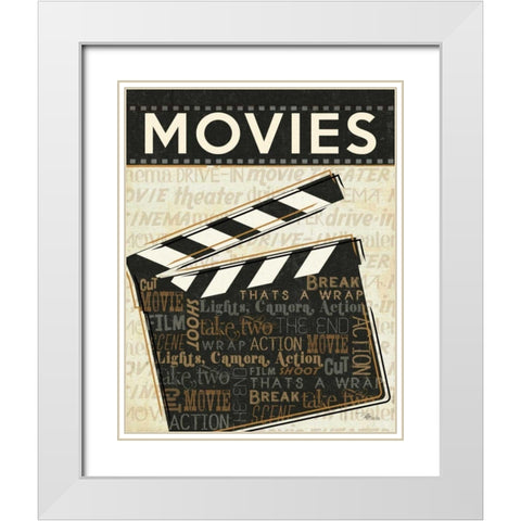 Cinema II White Modern Wood Framed Art Print with Double Matting by Pela Studio