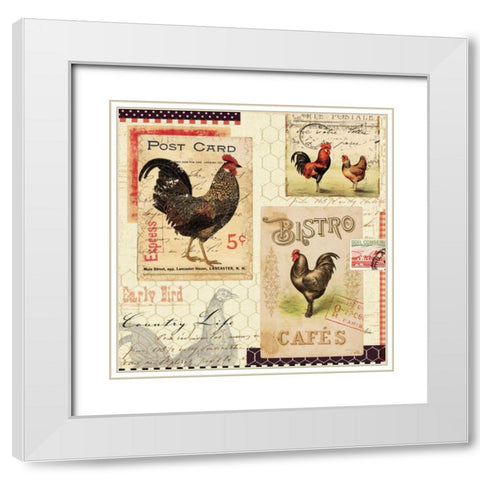 Rooster Farm I White Modern Wood Framed Art Print with Double Matting by Pelletier, Alain