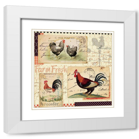 Rooster Farm II White Modern Wood Framed Art Print with Double Matting by Pelletier, Alain