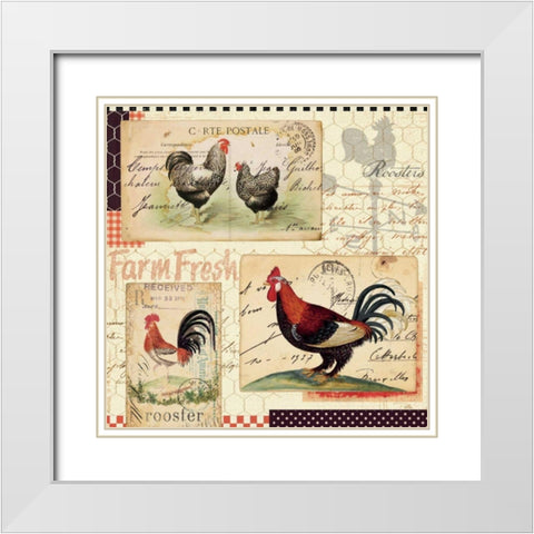Rooster Farm II White Modern Wood Framed Art Print with Double Matting by Pelletier, Alain