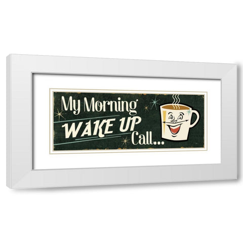 Funny Coffee I White Modern Wood Framed Art Print with Double Matting by Pela Studio