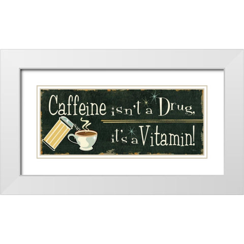 Funny Coffee IV White Modern Wood Framed Art Print with Double Matting by Pela Studio