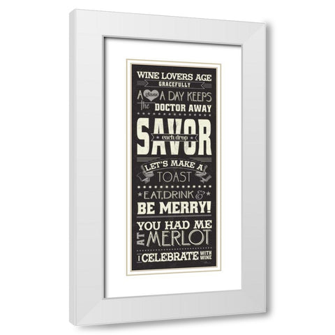 Wine Lovers I White Modern Wood Framed Art Print with Double Matting by Pela Studio