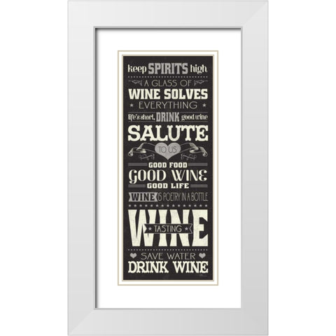 Wine Lovers II White Modern Wood Framed Art Print with Double Matting by Pela Studio