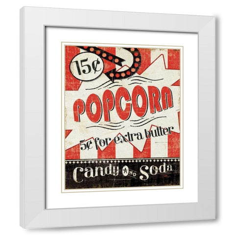 Movie Night II White Modern Wood Framed Art Print with Double Matting by Pela Studio