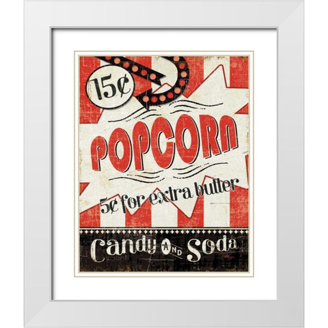 Movie Night II White Modern Wood Framed Art Print with Double Matting by Pela Studio