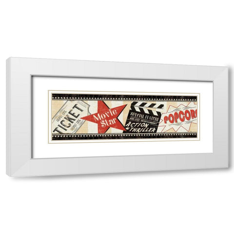 Movie Night White Modern Wood Framed Art Print with Double Matting by Pela Studio