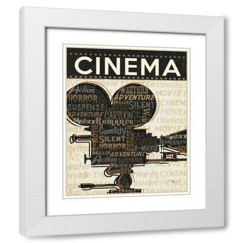 Cinema I White Modern Wood Framed Art Print with Double Matting by Pela Studio