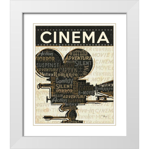 Cinema I White Modern Wood Framed Art Print with Double Matting by Pela Studio