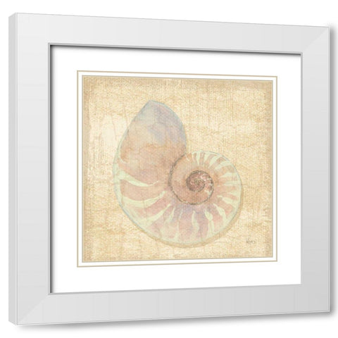 Tropical Island Shell I White Modern Wood Framed Art Print with Double Matting by Charron, Veronique