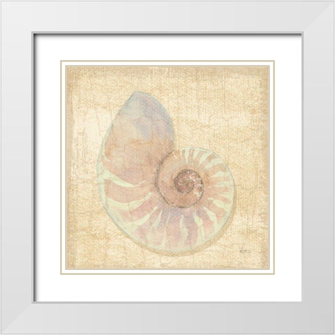 Tropical Island Shell I White Modern Wood Framed Art Print with Double Matting by Charron, Veronique