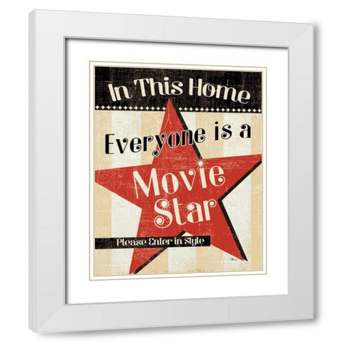In This Home Everyone is a Star White Modern Wood Framed Art Print with Double Matting by Pela Studio