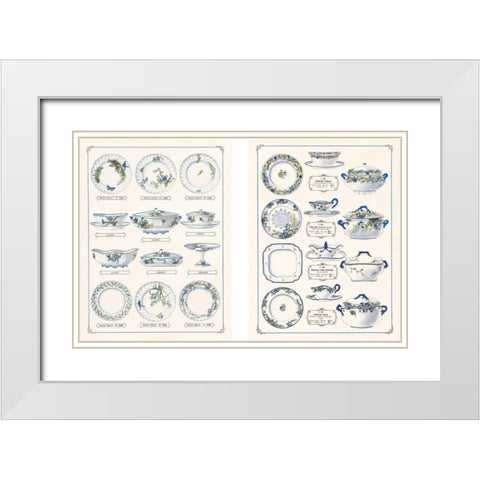 Porcelain Designs White Modern Wood Framed Art Print with Double Matting by Anonymous