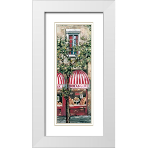 Red Striped Awning White Modern Wood Framed Art Print with Double Matting by St. John, Mark