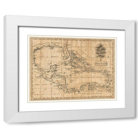 Caribbean 1806 White Modern Wood Framed Art Print with Double Matting by Arrowsmith, Andrew
