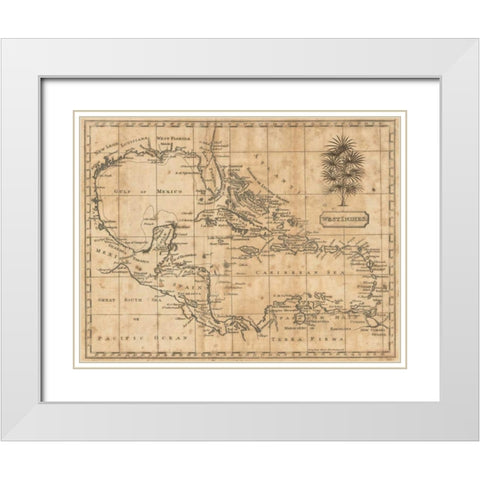 Caribbean 1806 White Modern Wood Framed Art Print with Double Matting by Arrowsmith, Andrew
