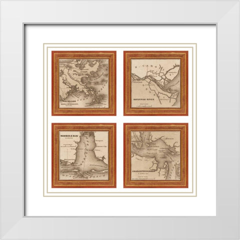 Southern Harbors 1860 White Modern Wood Framed Art Print with Double Matting by Johnson, Andrew