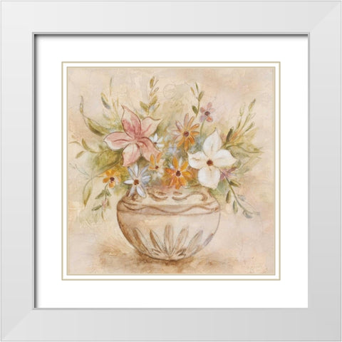 Floris Botanica I White Modern Wood Framed Art Print with Double Matting by Brey, Michael