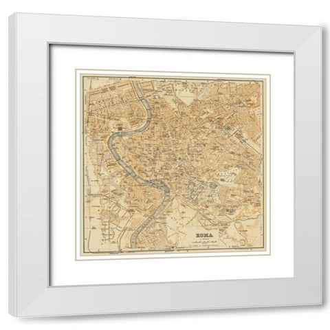 Mapa di Roma 1898 White Modern Wood Framed Art Print with Double Matting by Fiore, Lorenzo