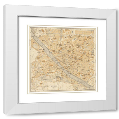Mapa di Firenze 1896 White Modern Wood Framed Art Print with Double Matting by Fiore, Lorenzo