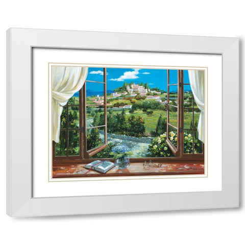 Montecatini View White Modern Wood Framed Art Print with Double Matting by Lorenzo, Dante