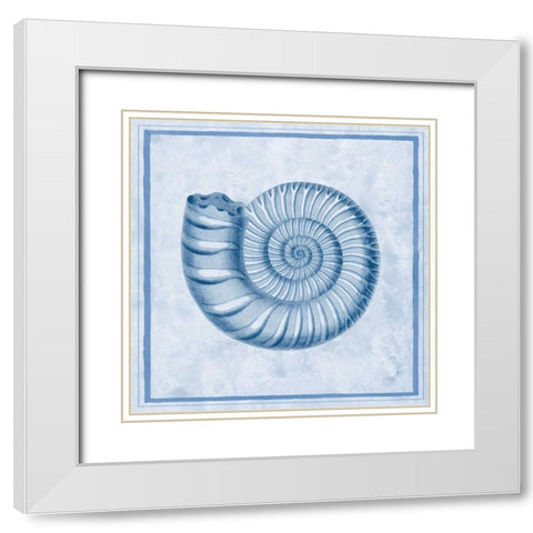 Blue Nautilus B White Modern Wood Framed Art Print with Double Matting by Chilton, Sarah E