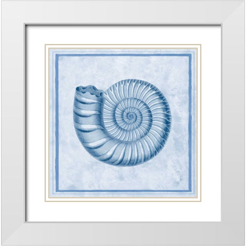 Blue Nautilus B White Modern Wood Framed Art Print with Double Matting by Chilton, Sarah E