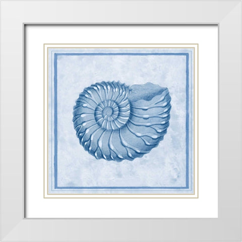 Blue Nautilus C White Modern Wood Framed Art Print with Double Matting by Chilton, Sarah E